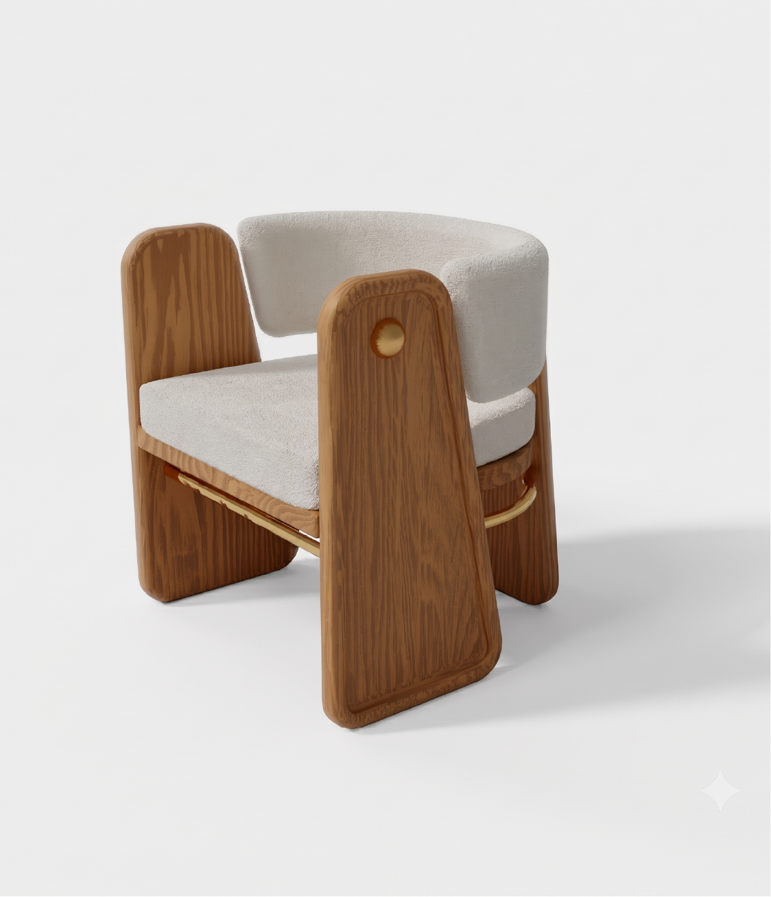 Dining chair in oak with bouclé upholstery