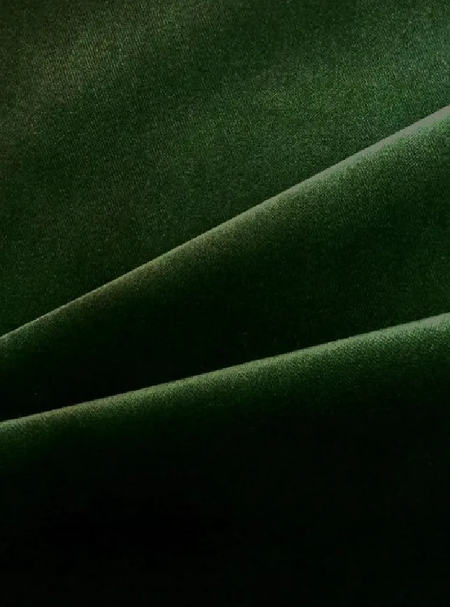Close-up of emerald cotton velvet upholstery